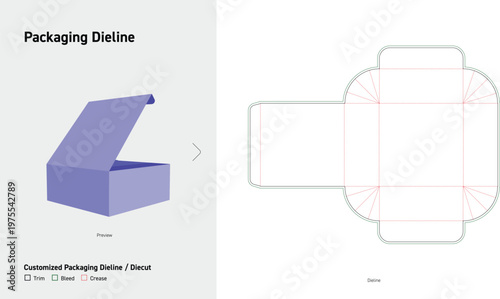 Rounded Corner Roll End Tuck Box Packaging Dieline Curved Carton Die Cut Template