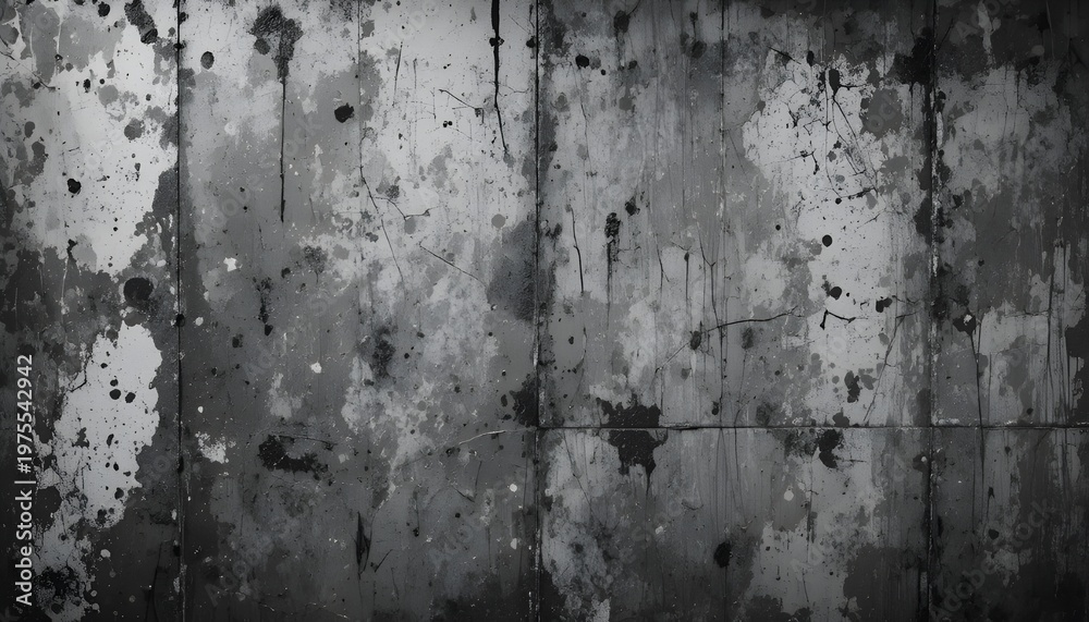 Fototapeta premium Grungy concrete wall with stains and weathered texture, perfect for industrial-style backgrounds.