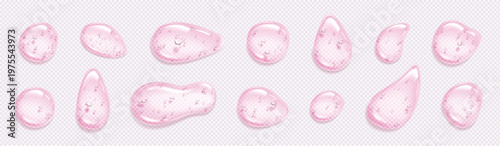 Liquid drops of gel, cosmetic serum or soap