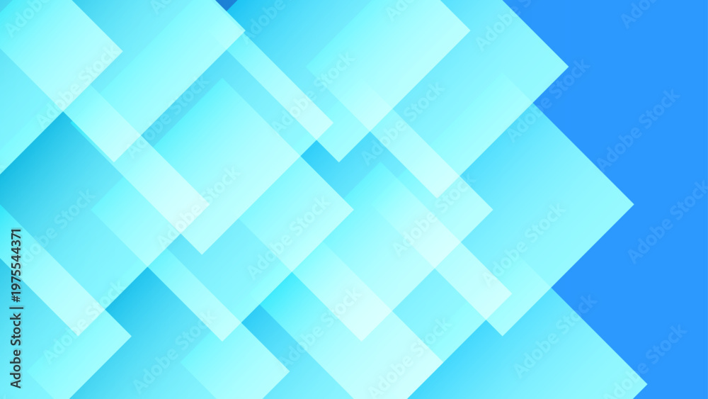 Fototapeta premium Vibrant aquatic cyan blue square overlapping geometric tech wallpaper