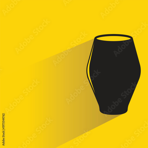 ceramic vase icon with shadow on yellow background