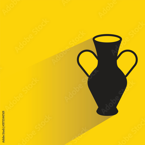 ceramic vase icon with shadow on yellow background