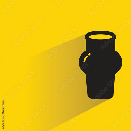 ceramic vase icon with shadow on yellow background