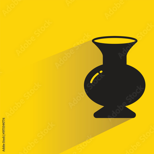 ceramic vase icon with shadow on yellow background
