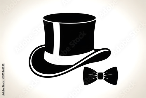 Obraz na płótnie top hat and bow tie icon silhouette
