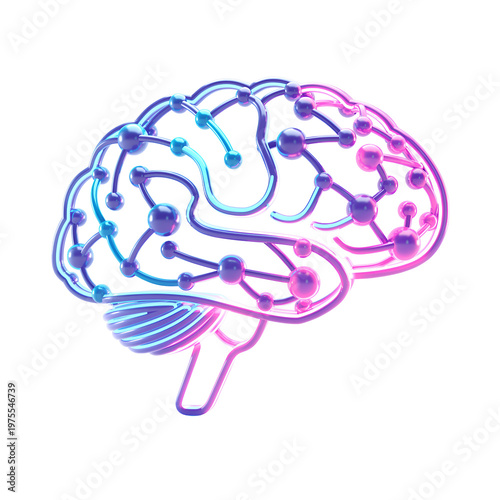 Illustration of Human Brain with Neural Connections.