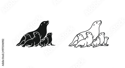 Sea Creatures Family Marine Mammals Guide Vector