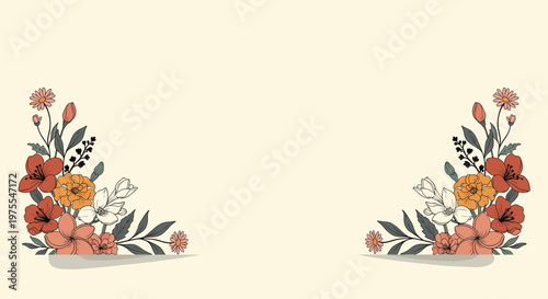 A vibrant and stylish floral illustration evokes feelings of freshness and growth. Perfect for backgrounds, website designs, or marketing materials ne