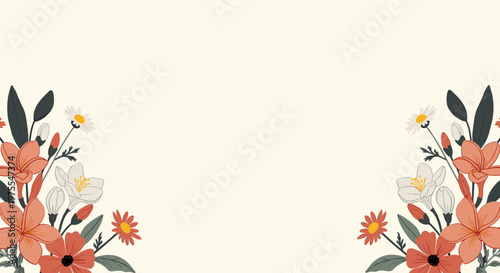 A modern, stylized floral illustration evoking a sense of calm and natural beauty. Perfect for backgrounds, website design, or adding a fresh aestheti