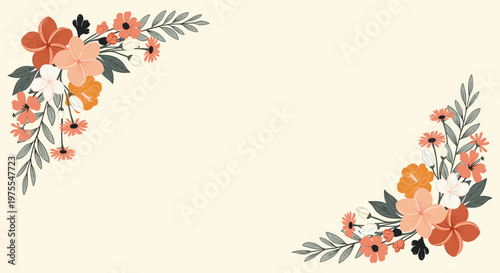 A minimalist illustration featuring a floral branch and a single blossom. This gentle design evokes feelings of calm and renewal, perfect for backgrou