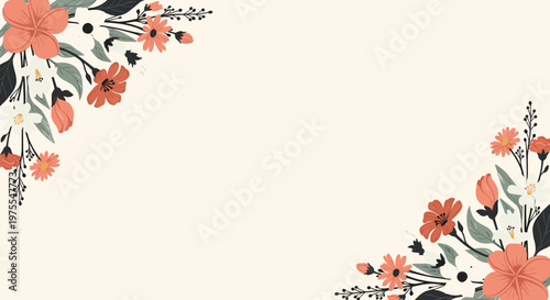 A delicate floral illustration evokes a sense of calm and freshness, perfect for backgrounds, stationery, or website design. It adds a touch of natura