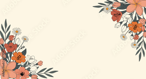 A vibrant, stylized floral arrangement perfect for backgrounds, branding, or adding a touch of nature-inspired artistry to any design project.  It evo