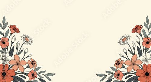 A delicate floral illustration creates a calming and artistic background, perfect for spring-themed designs, website elements, or social media graphic