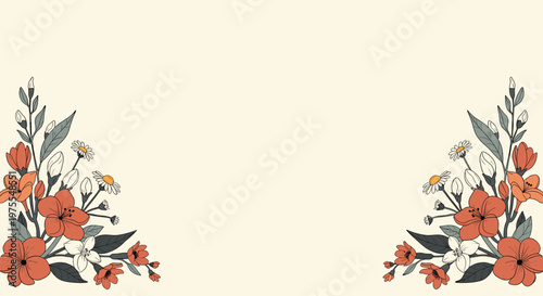 A vibrant and modern floral illustration evokes feelings of freshness and growth. Ideal for springtime branding, botanical website design, or elegant 