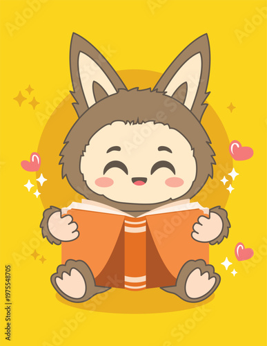 Cute cartoon character will return to school and study hard