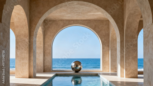 Wabi-Sabi Arch Door · Swimming Pool Sea View