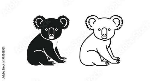 Photography Cute Koala Illustrations Black  White Animal Art Vector