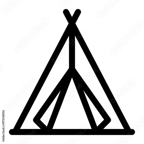 Simple Teepee Tent Outline Icon for Camping and Outdoors