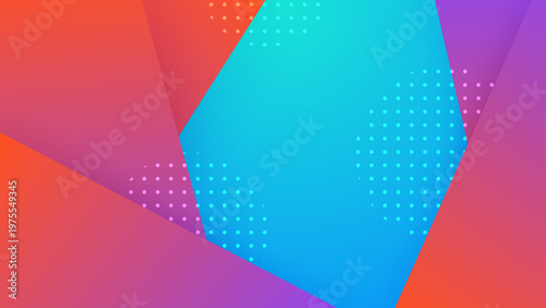 High contrast abstract background featuring cyan and red overlapping geometric planes with halftone texture effects