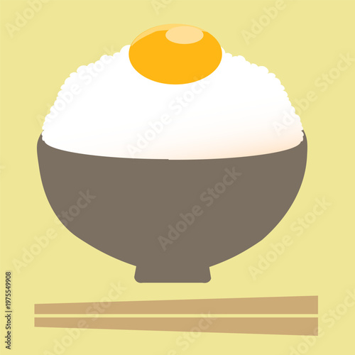 お椀に入った卵かけご飯のイラスト