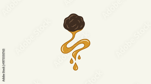 Abstract Meatball with Swirling Sauce Design