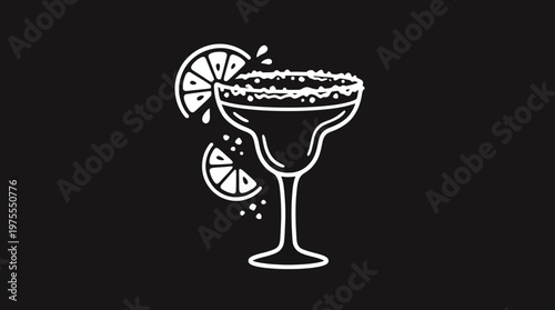 Minimalist Margarita Cocktail Design on Black