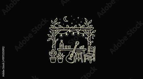 Cozy Outdoor Bar Under the Night Sky