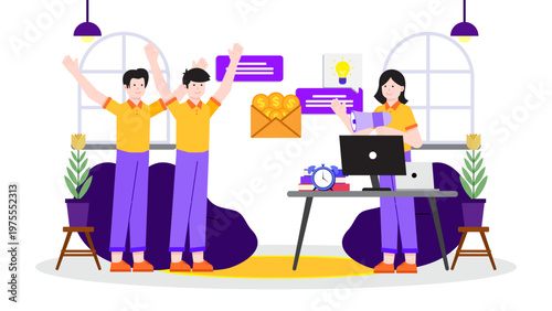 Business people motivating office staff with success and incentives