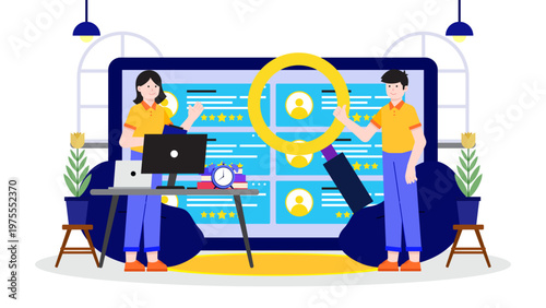 Flat design employee performance evaluation and talent rating