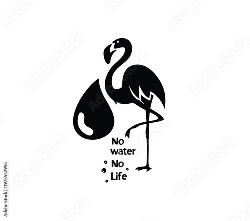 A Drop of Water and a Flamingo, art vector design