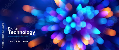 Cutting Edge AI Data Flow in Digital Technology Abstract Illustration. Tech Industry Backdrop with Colorful Particles Burst Lines. Seamless Integration Concept Innovation Tech Background Vector.