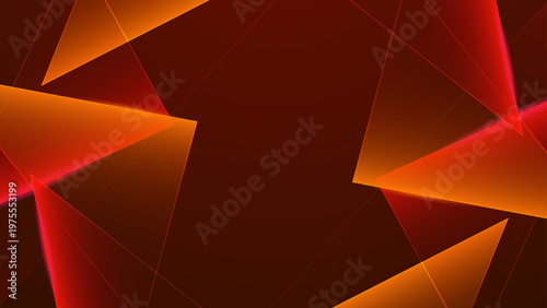 Elegant warm tone background with overlapping orange and red triangles creating a sophisticated glass transparency and light effect