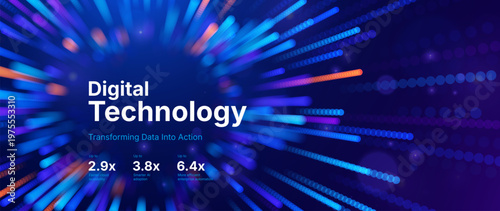 Cutting Edge AI Data Flow in Digital Technology Abstract Illustration. Tech Industry Backdrop with Colorful Particles Burst Lines. Seamless Integration Concept Innovation Tech Background Vector.
