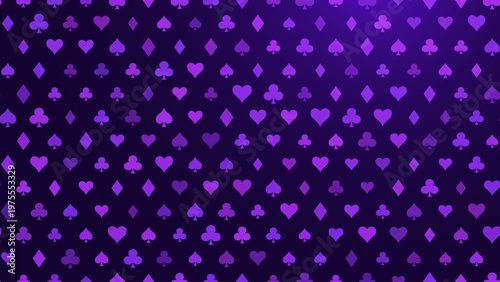Cards Signs Random Pattern Casino Background. Symbols of Playing Cards Spades, Hearts, Diamonds, Clubs. Casinos Business Advert Vector Design Background. Gambling Concept.