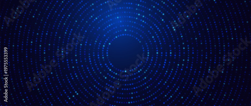 Abstract Circular Line Trails Moving in Circle. Blue Digital Business or Science Background. Medical Research or Tech Innovation Online Webinar Presentation Event. Sound Wave Circles Vector.