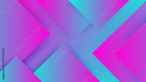 Artistic background with a mix of purple magenta and teal cyan colors featuring clean overlapping geometric shapes and soft shadows