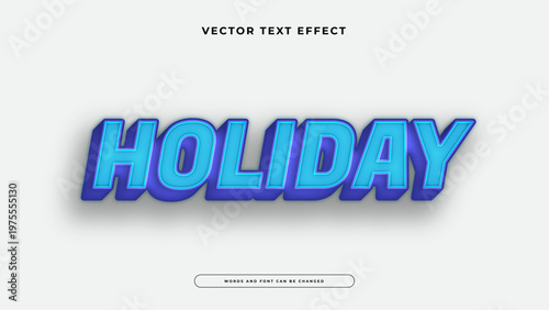 Clean holiday text effect with bright cyan letters and deep blue 3D depth on a white background