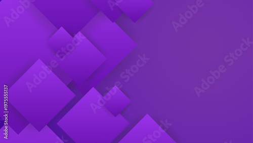 Elegant deep purple background featuring layered 3D square shapes with soft shadows for sophisticated technology branding and digital presentations