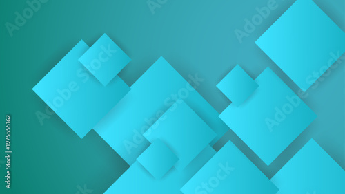 Fresh cyan and teal abstract background with floating geometric squares creating a clean professional look for website headers and software interfaces