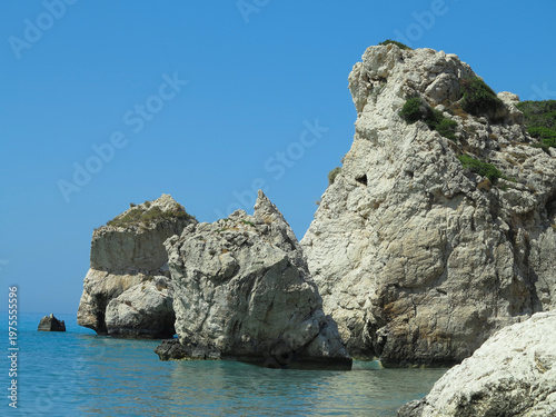 Sea and rocks in the area of ​​Aphrodite's rock