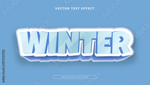Cool ice 3D winter editable text effect with blue gradients and frosty white outlines
