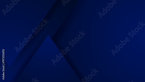 Minimalist dark blue background featuring overlapping geometric triangle shapes with soft shadows
