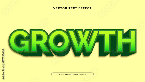 Vibrant 3D growth text effect with green gradient and long shadow on light yellow background