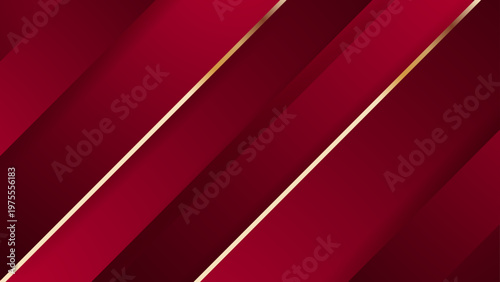 Modern premium red aesthetic background with diagonal geometric gold lines and luxury textures