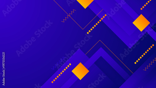 Clean blue and orange Memphis background with geometric accents and copy space