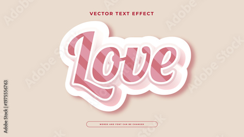 High quality pink love text effect with soft shadow and stylish script font for romantic designs