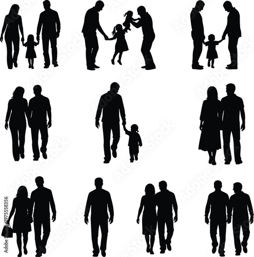 Fathers day silhouettes celebrating family bonds and loving dads