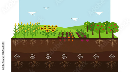 Sustainable Smart Farming Ecosystem with Drone Technology Monitoring Diverse Crops and Soil Health for Efficient Agricultural Practices