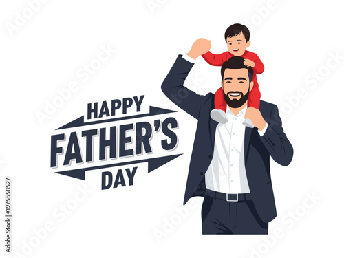 Happy father's day loving dad and son illustration for a special celebration