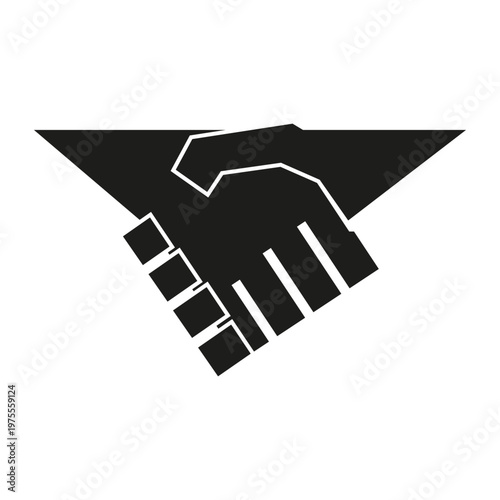 Simple black Geometric Handshake logo design isolated transparent background. Abstract vector Hands Shaking silhouette. Perfect Handshake for business corporate agreement design. EPS 10